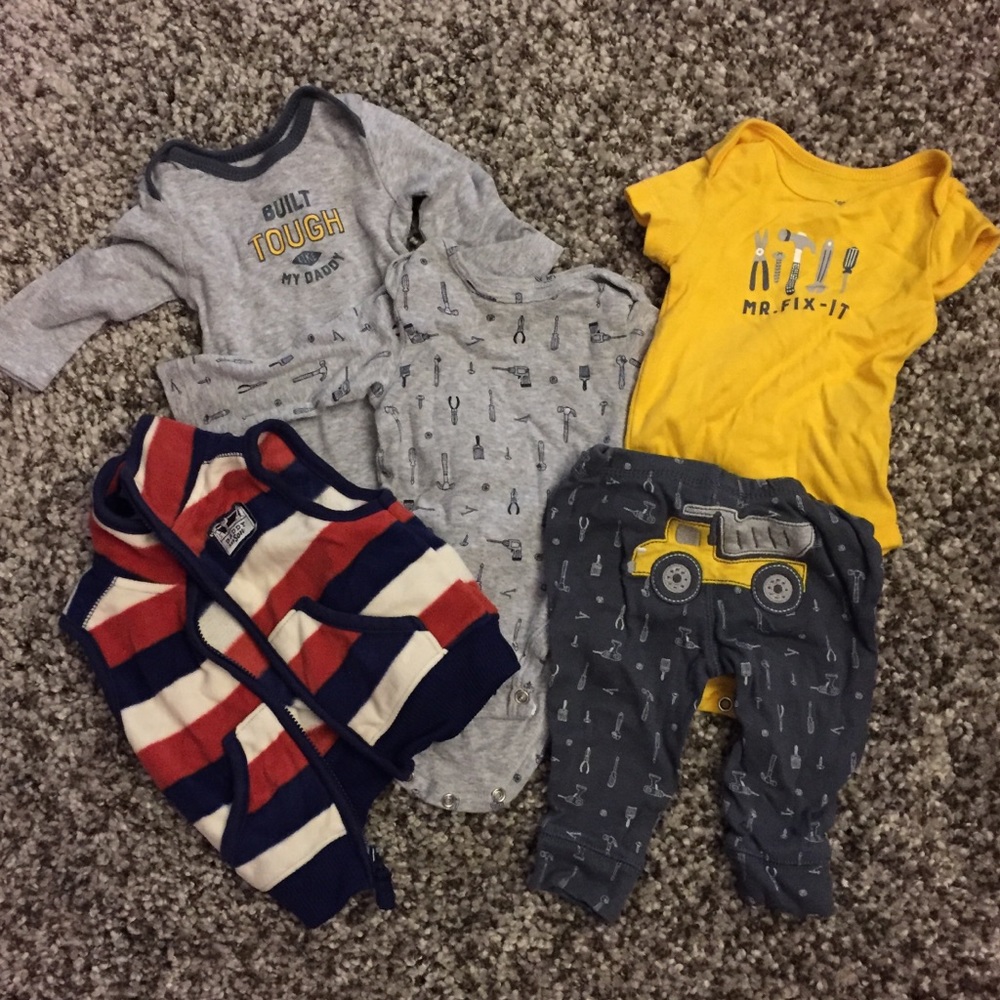 Carter’s 3 Month sets. Tool print!